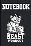  NOTEBOOK: Rhino Workout Train like a Beast Gym Workout Log Book Graph Paper Composition Notebook, Grid Paper Notebook, Quad Ruled, 120 Sheets (Large, 6 x 9) daily graph or Maths Notebook