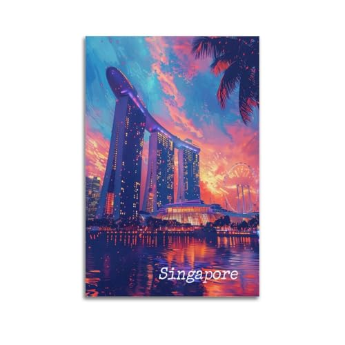 Poster Singapour vintage OKAHYS en toile 50x75 pour salon et bureau élégant