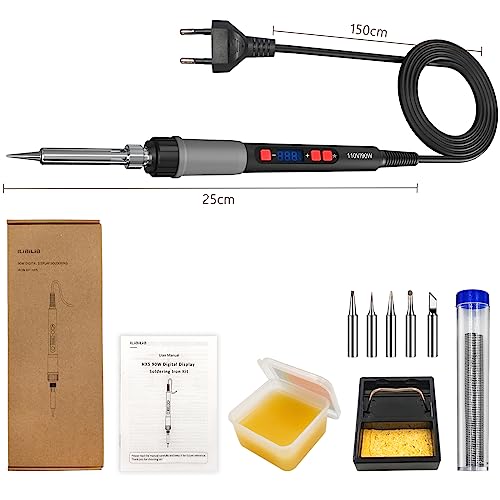 Soldering Iron Kit, Ilibilib 90W Lcd Digital Display Adjustable Temperature Solder Iron 180 To 500°C, 9-In-1 Thermostatic Rapid Heating Smart Welding Iron Kit For Soldering And Diy Repair-110V Us Plug #TOP7