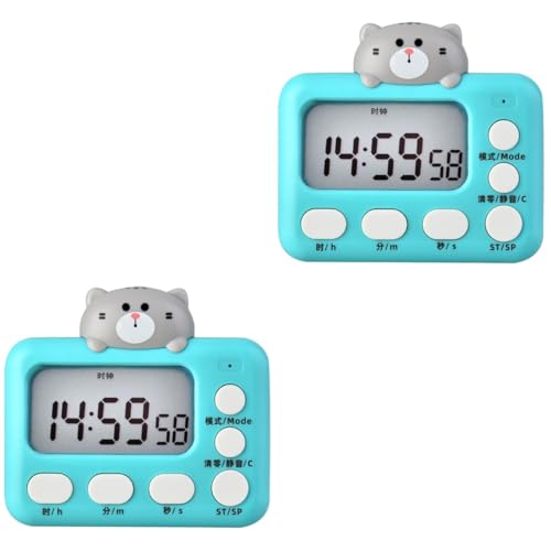 PRETYZOOM 2 Piezas Temporizador electrónico de gatito de dibujos animados calendario de cuenta regresiva temporizador de escritorio kitchen timer cronometros deportivos relojes de alarma AbS