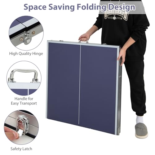 LIFEZEAL Ping Pong Table, Mini Tischtennisplatte aus Metall, Ping Pong Tisch mit Netz, Bälle, Schläger, Faltbare Tischtennistisch für Tischtennissport 180 x 90 x 76 cm – Bild 6