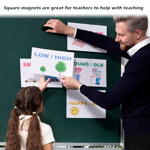 110Pcs Magnets Squares with Adhesive Backing - Magnetic Tape Strip Self Adhesive Magnetic Squares for Fridge Art Project Classroom Whiteboard - Thumbnail 6