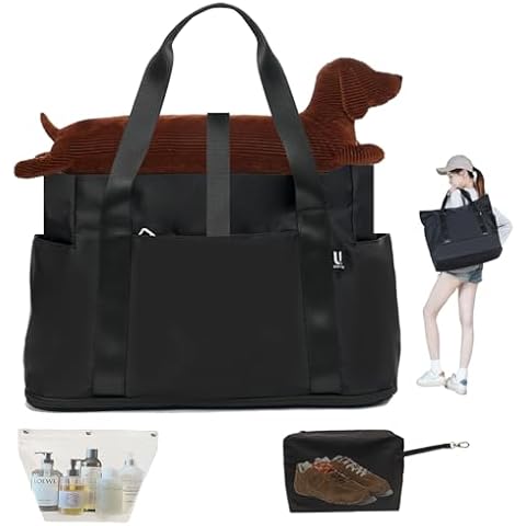 Travel Duffle Bag,Weekender Bags for Women with Big Family Shoe Bag+Buckle Toiletry Wet bag+Laptop compartment,Expandable Capacity,Gym Duffel Bag,Overnight Bag,Hospital Bags (Black) Cover
