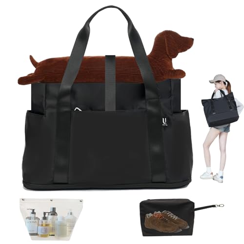 Travel Duffle Bag,Weekender Bags for Women with Big Family Shoe Bag+Buckle Toiletry Wet bag+Laptop compartment,Expandable Capacity,Gym Duffel Bag,Overnight Bag,Hospital Bags (Black)