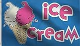 DMSE Ice Cream Food Snack Concession Sign Flag 3X5 Ft Foot 100% Polyester 100D Flag UV Resistant (3'X5' Ft Foot)