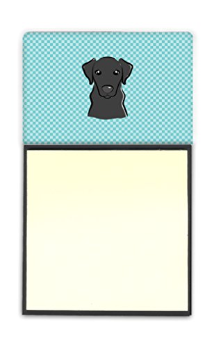 Caroline's Treasures Checkerboard Blue Black Labrador Refillable Sticky Note Holder or Postit Note Dispenser, 3.25 by 5.5", Multicolor