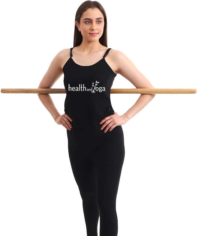 - HealthAndYoga® StretchNHeal Pranayama Stick - Detachable Wooden Yoga/Exercise Pole - Opens Lungs, Corrects Shoulder Drooping, Hump Back & Alignment- Improves Body Posture (Brown, XL - 48")