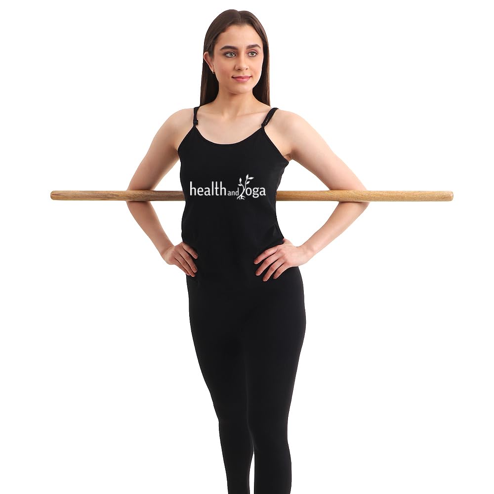 HealthAndYoga® StretchNHeal Pranayama Stick - Detachable Wooden Yoga/Exercise Pole - Opens Lungs, Corrects Shoulder Droopi...