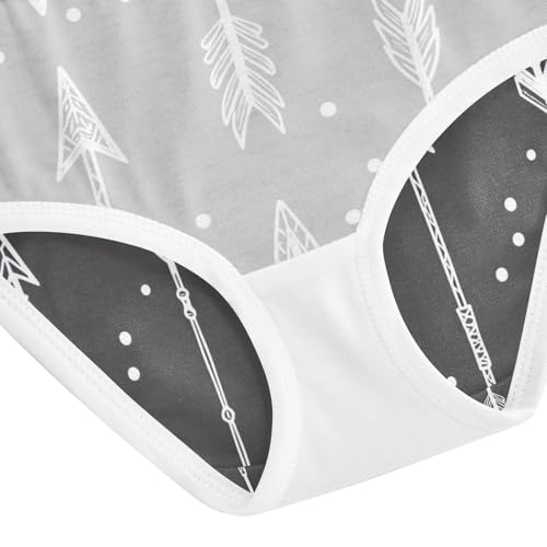 White Arrows Dark Grey Toddler Girl Undies, Girls' Cotton Brief Underwear, 2T–8 Years4