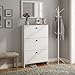 XHDZSM Shoe Cabinet, Solid Wood Narrow Entryway Organizer with Vented Back Panel, Free Standing Storage for Hallway Corner, Slim Space-Saving Hidden Cubby, Modern Farmhouse Rusti All White 31.5x5.9in