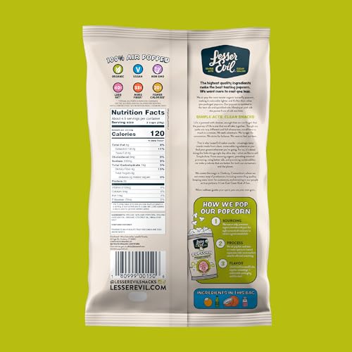 Image of LesserEvil Avocado-licious Organic Popcorn, Amazon Exclusive, Premium Quality, Minimally Processed, No Vegetable Oil, 4.6 Oz, Pack of 3