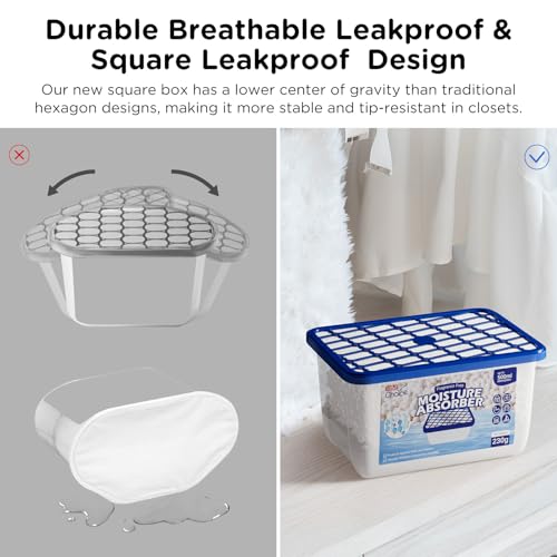 W&E Choice Moisture Absorbers, Portable Humidity Absorber Boxes for Your Bathroom, Closet & Car, Dehumidifier with Fragrance Free, 6 Pack