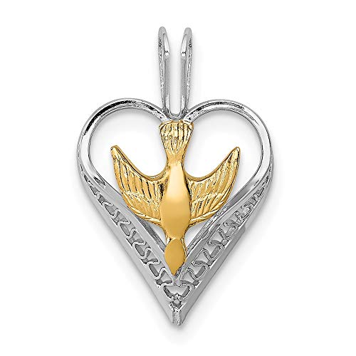 925 Sterling Silver 18k Gold Plated Dove Heart Pendant Charm Necklace Love Religious Fine Jewelry For Women Gifts For Her