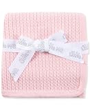 Picture of Little Me Baby Girls Pink Cable Knit Swaddling Receiving Blanket, 30 X 27 inches, 100% Cotton Baby Blankets
