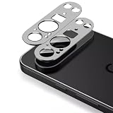 Google Pixel 9 Pro XL 用 カメラフィルム 【アルミ合金製+強化ガラス】レンズ 保護カバー 耐衝撃 露出オーバー防止 全面保護 高透過率 グーグルピクセル9 Pro XL レンズ保護フィルム [2枚] (シルバー)