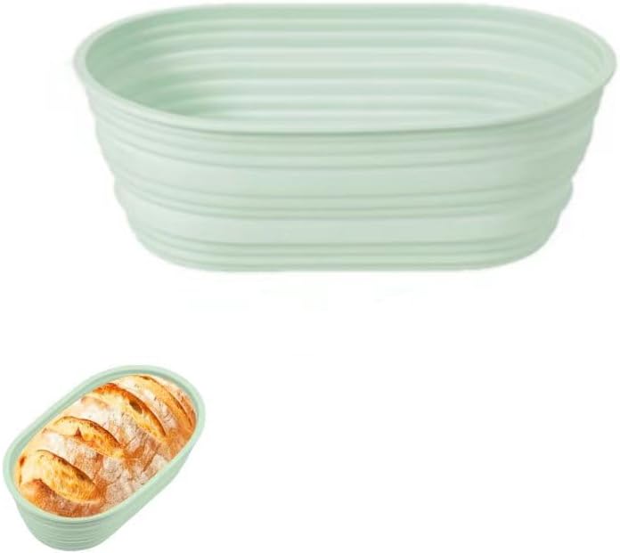 Banneton Bread Proofing Baskets,Silicone Sourdough Bread Baking Supplies, Bread Proofing Baskets for Sourdough, 10.2" Oval Collapsible Sourdough Baking Basket Green (oval)