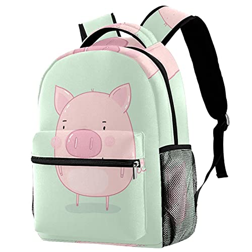 Sac à dos de voyage pour campus rose mignon avec porte-bouteille