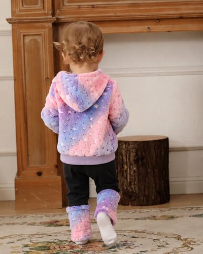 Image of Jecson Toddler Girl Clothes Baby Girl Fleece Hoodie Outfits Thick Thermal Winter Leggings 2Pcs Clothing Sets 6M-4T