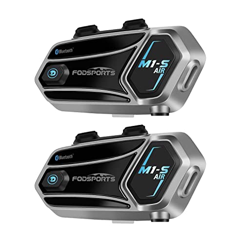 Fodsports M1S-Air 2 Way Motorcycle Bluetooth Communication System Headset Intercom Share Music 3 Music Effect Universal Helmet Intercom Cvc Noise Cancellation Usb-C 5.0 Motorbike Interphone (2 Pack) #TOP19
