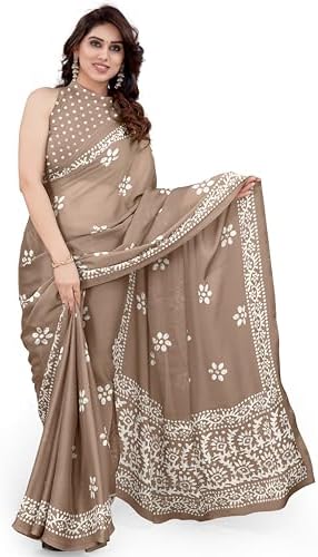 MIRCHI FASHION Saree for Woman Chiffon Batik Printed | Lightweight Daily Wear Women's Office Sari with Blouse Piece (Available in 40 Colours)