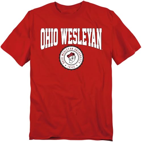 LOGOVISION Ohio Wesleyan University Collegiate Seal Unisex Adult T Shirt, Red, 5X-Large