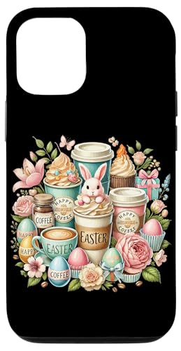 Conejo de café de Pascua Happy Easter Coffee Latte Macchiato Carcasa para iPhone 12/12 Pro