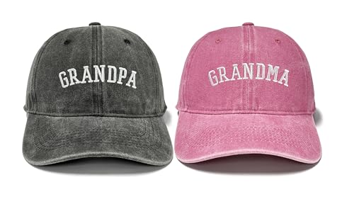 GDIQ Grandma Grandpa Matching Hats, Gifts for Grandparents, Grandmother, Grandfather, Nana, Papa, Granny, Grampy, Adjustable Embroidery Baseball Cap