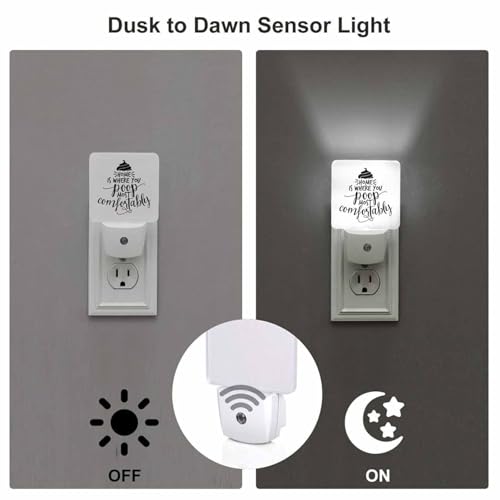 Image of LED Night Light,Funny Sweet Home Saying LED Night Light Plug into Wall with Dusk to Dawn Light Sensor White Energy Efficient Nightlight for Bedroom Bathroom Hallway Living Room Kitchen
