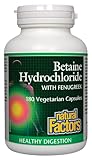 Natural Factors, Betaine HCL 500 mg, Supports Healthy Digestion and a Healthy Microbiome, 180...
