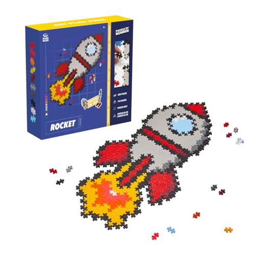 Plus Plus Building Blocks Toy - 500 pcs Puzzle by Number Rocket, Logic Build Kids Crafts Jigsaw, Make Your Own Kids Bedroom Accessories - STEM Learning Resources - Girls and Boys Toys Age 5 Plus