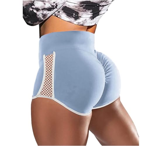 Image of Cocila Ladies Shorts Size 14 Women's 2024 Summer High Waist Butt Lifting Fitness Sports Pants Hollow Splicing (Blue, M) Clothes Swim Short for Women Jeggings Jersey Cycle Black Jeans Coord Sets