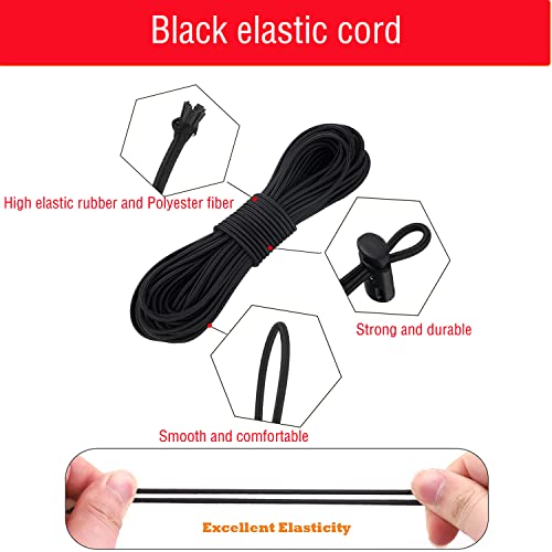 TSKDKIT Plastic Cord Locks and Black Elastic Cord, 10m Bungee Cord with 30 pcs Drawstring Locks - Image 3