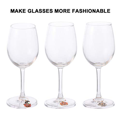 Hemoton 6 peças de marcadores de vidro de vinho para Halloween com taças de champanhe e pingentes pa