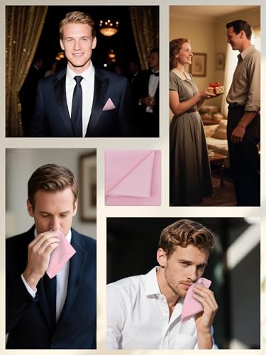 Image of Mantieqingway Cotton Handkerchiefs for Men Solid Color Pocket Square for Suit Formal Wedding Church