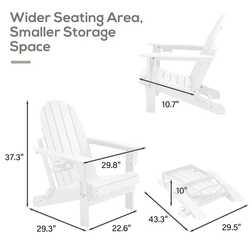Richryce Folding Adirondack Chair Outdoor, Hdpe Poly Lumber Weather Resistant Patio Chairs, Patio Chair Lawn Chair Outdoor Adirondack Chairs For Garden, Deck, Backyard, Lawn Furniture (White) #TOP2