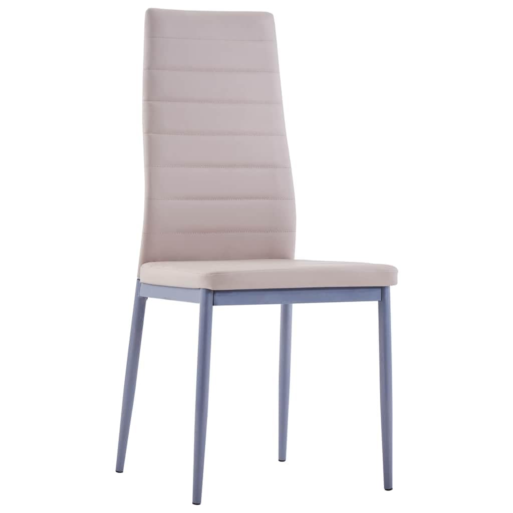 Salon à manger 5 pièces marron cappuccino avec table en verre trempé, chaises en cuir synthétique, cadre en bois et fer, 105 x 60 x 74 cm, ensemble de meubles de salle à manger modernes pour