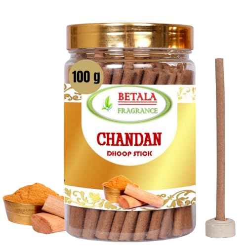 Image of Betala Fragrance Chandan Flavour Dhoop Sticks for Pooja, Pack of 100 Gm Dhup Batti with Holder, Agarbatti, Incense Stick, Sandal, Cones, Cup, Sambrani (100 Gm)