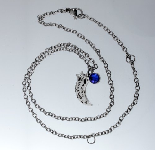 R.h. Jewelry Stainless Steel I Love You To The Moon And Back Pendant Necklace, With Blue Acrylic Crystal #TOP3
