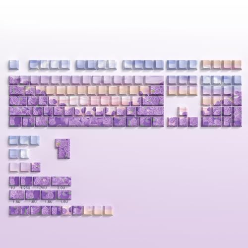 Image of dagaladoo Purple Keyboard keycaps,Double Shot PBT keycaps | Shine Through Keycaps dye-sub,Side Print,Cherry Profile keycaps for Mechanical Keyboard 60% /65% /75% /TKL /96% /100% US Layout
