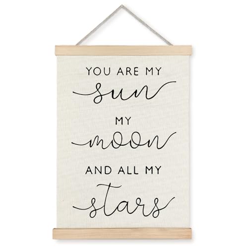 Image of Supwhd Nursery Wall Decor, You are My Sun My Moon and All My Stars Poster Hanger Frame Wall Decor for Decor for Girl Boy Kids Teen Room Playroom Nursery, 12x16 Inches