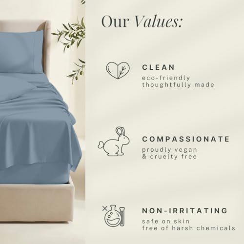 Image of Hearth & Harbor Bed Sheets, Luxury Soft 6 Piece Bed Sheet Set Extra Deep Pocket Fitted Sheets Fits Mattress up to 21 inch, Double Brushed Bedding Sheets & Pillowcases, Twin XL, Soft Blue