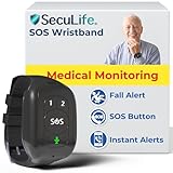 Seculife SOS Wristband – Elderly Life Saving Fall Alert System, Emergency Call Button, Assistive Speakerphone, GPS Tracking, Seniors Dementia, Alzheimer’s, 24/7 Medical Monitoring (Black)