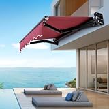 Manual Retractable Outdoor Patio Awning, Awning for Door Window Exterior with Crank Handle And Canopy for Deck, Aluminum Bracket, Sunshade Shelter(13.1X11.5FT)
