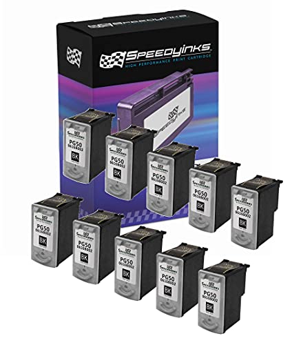 SPEEDYINKS Remanufactured Ink Cartridge Compatible with Canon PG50 PG-50 510 Pages (Black, 10-Pack) for use in FAX JX200, JX210P, PIXMA MP15, MP160, MP170, MP180, MP450, MP460, MX300, MX310