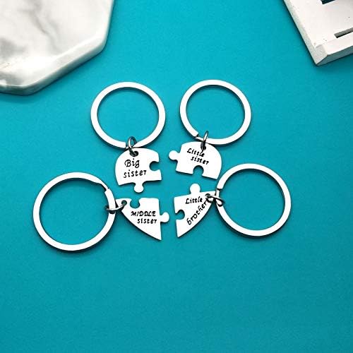 Ximalun Sister Brother Keyring Gifts 4pcs Split Heart Sister Brother Matching Keyring Little Brother Gifts from Sister Christmas Birthday Gifts Family Gifts for Sister Brother