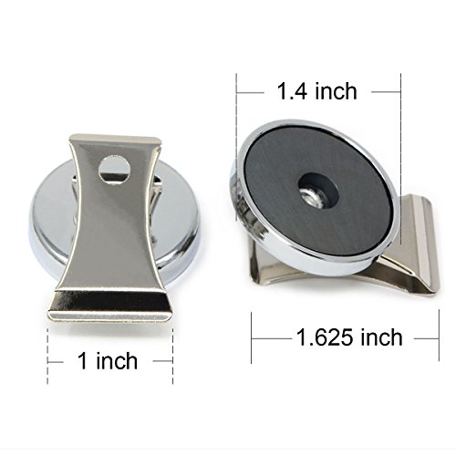 CMS Magnetics - (4-Pack Clips Silver) Super Strong Colorful Ceramic Magnets for Dry Erase Whiteboards, Bulletins, Refrigerator, Office, Kitchen, School, Classroom