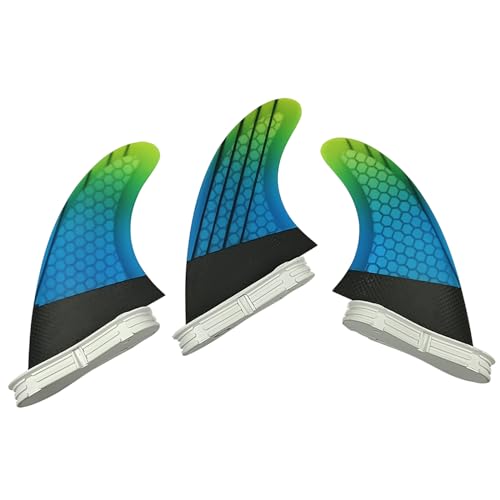 UP SURF Surfboard Tri Fin Double Tabs 2 Fins Carbon M/L Size Thruster Set (Blue G5)