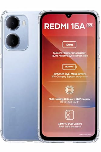 Image of COVERBLACK Soft Rubber Silicon Clear Case Back Cover Compatible for REDMI 15A 5G - Transparent