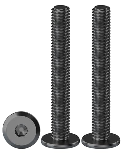 Drenky Vis à Tête Plate Hexagonale M6 X 50mm - Lot de 20 Boulons Cylindriques en Acier Inoxydable A2 V2A à Six Pans Creux Noir, Filetage Complet