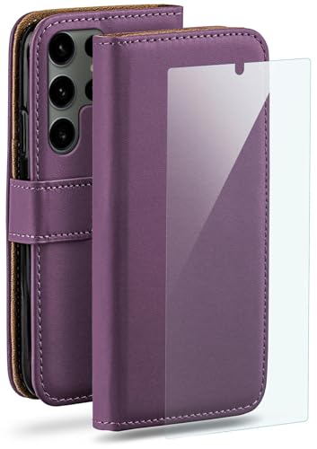 Étui cuir synthétique Samsung Galaxy S24 Ultra violet haute finition avec vitre écran